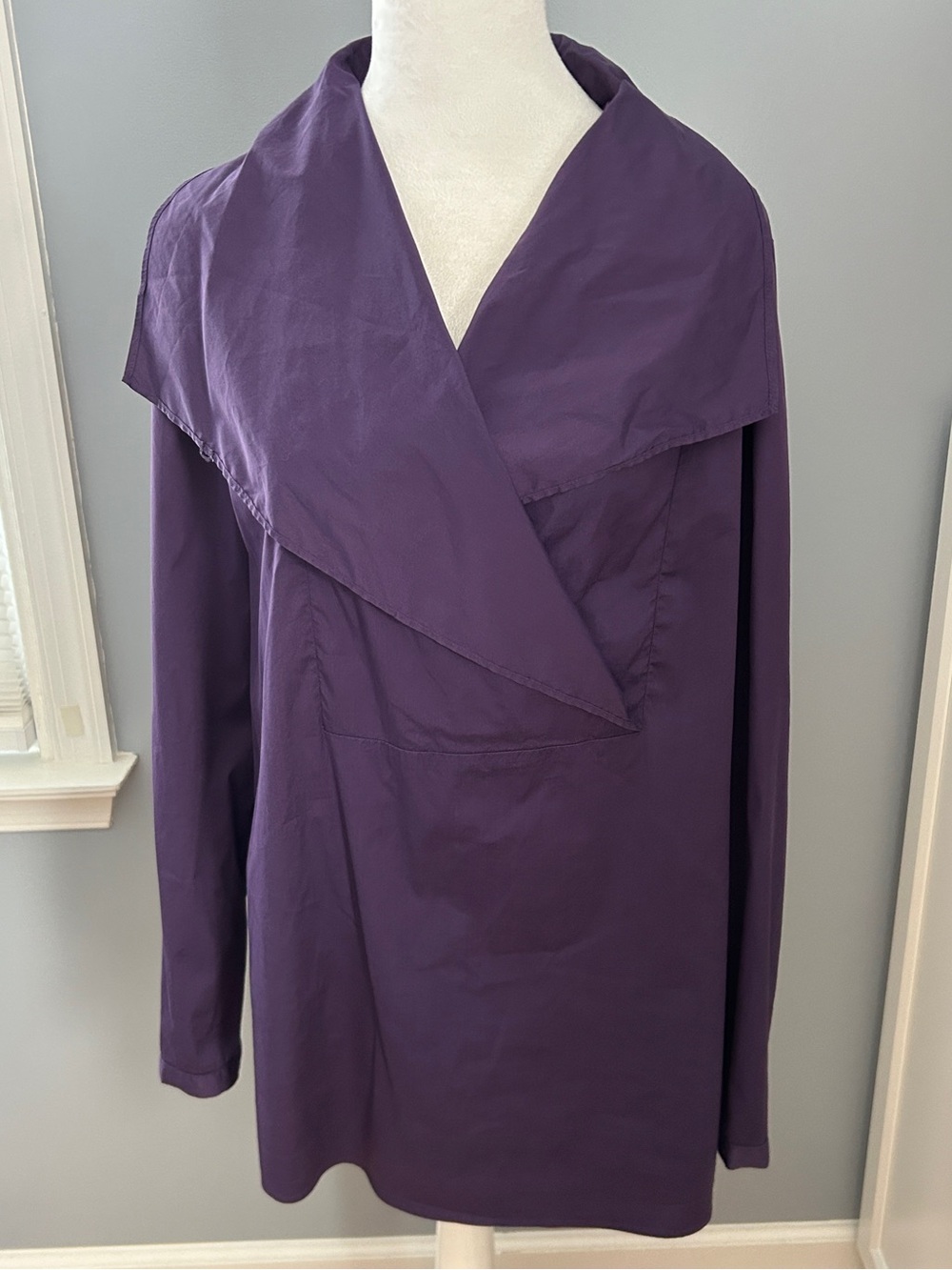 Piazza Sempione Italy Purple Cotton Poplin Wrap Tunic Blouse Womens 44 US 8